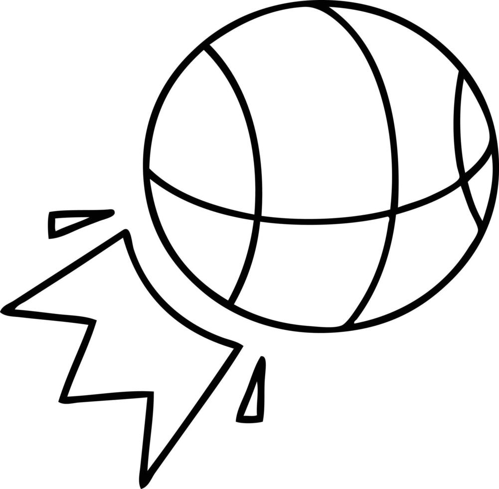 bola de basquete dos desenhos animados de desenho de linha vetor