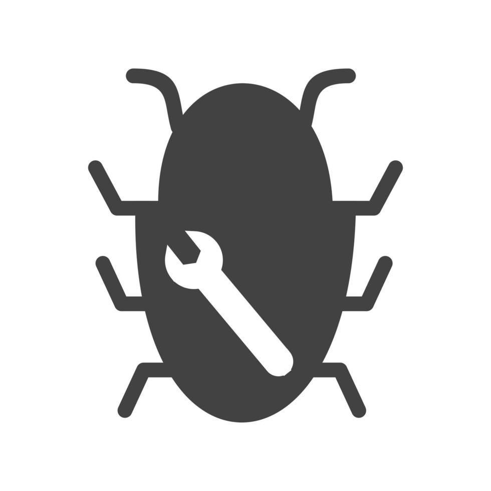 ícone de glifo preto de correção de bug vetor