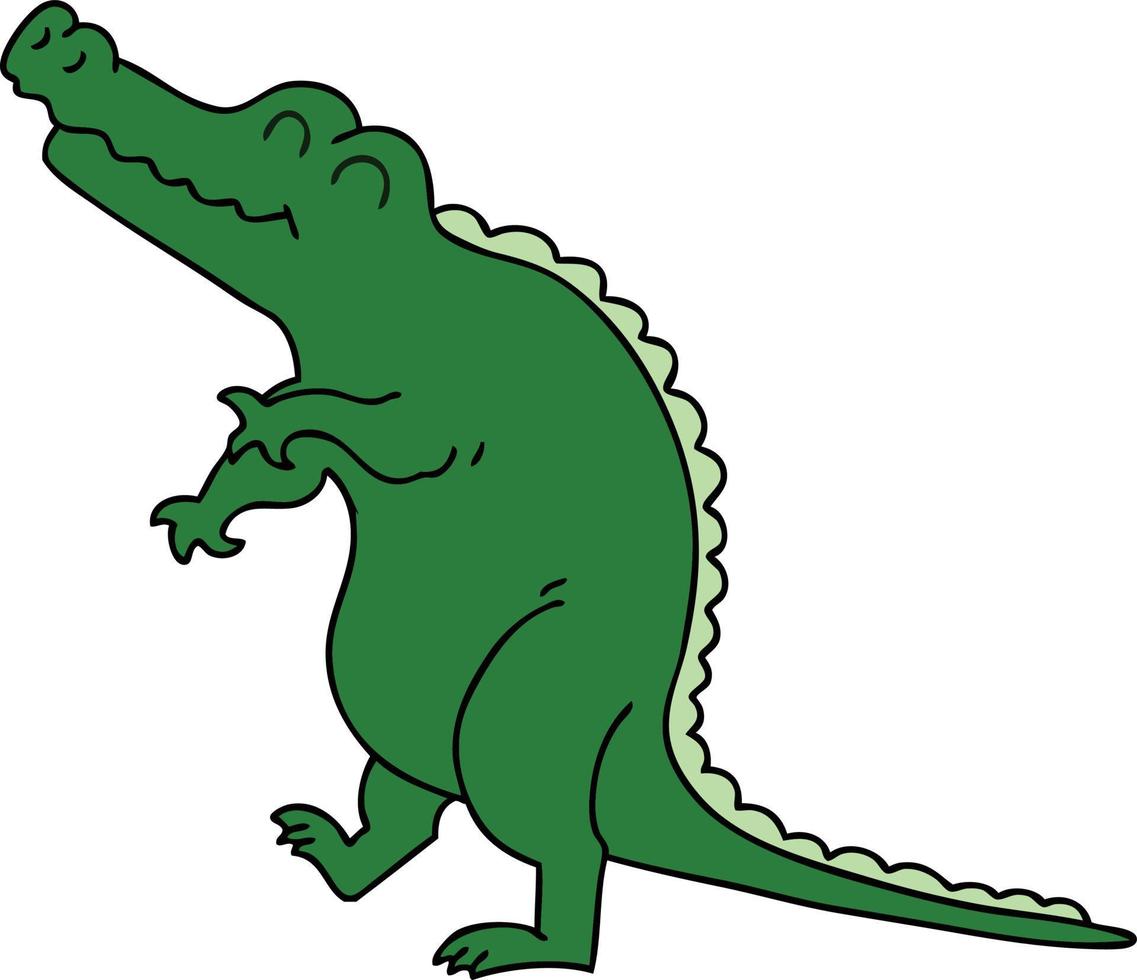 crocodilo de desenho animado desenhado à mão peculiar vetor