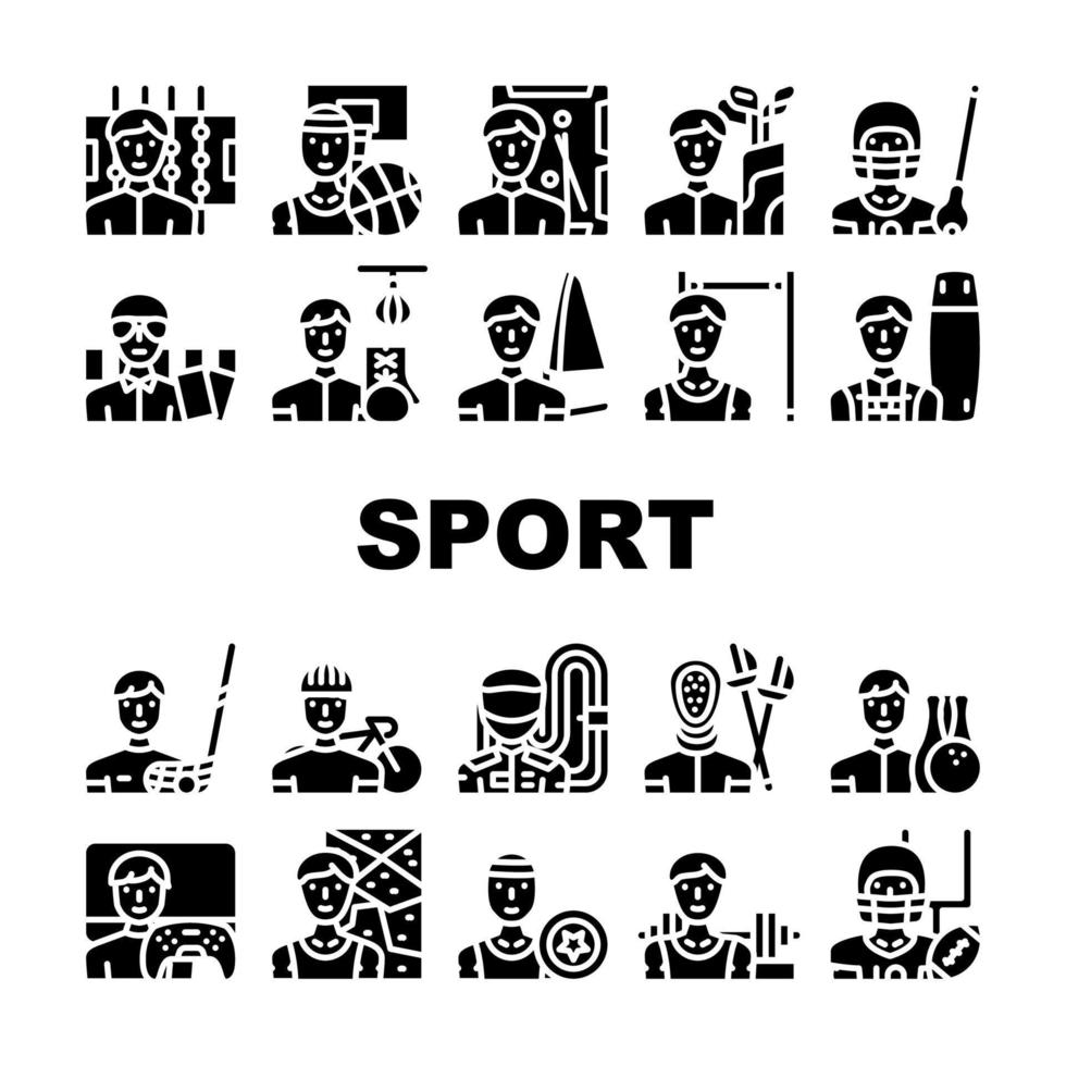 conjunto de ícones de coleção de atividades esportivas masculinas vetor