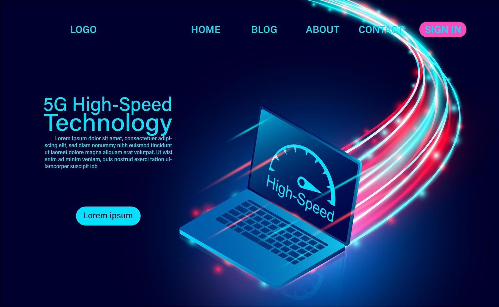Tecnologia de alta velocidade para laptops 5g vetor