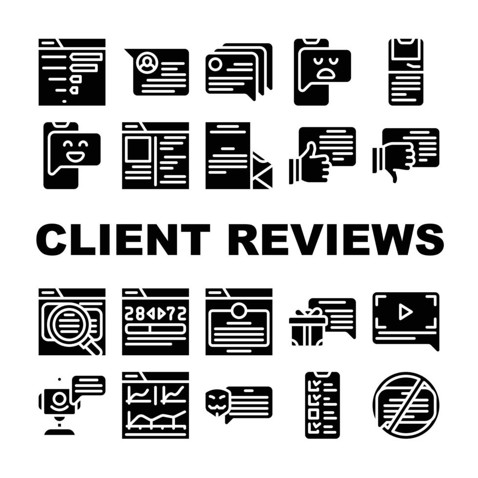 vetor de conjunto de ícones de coleção de feedback de revisão do cliente