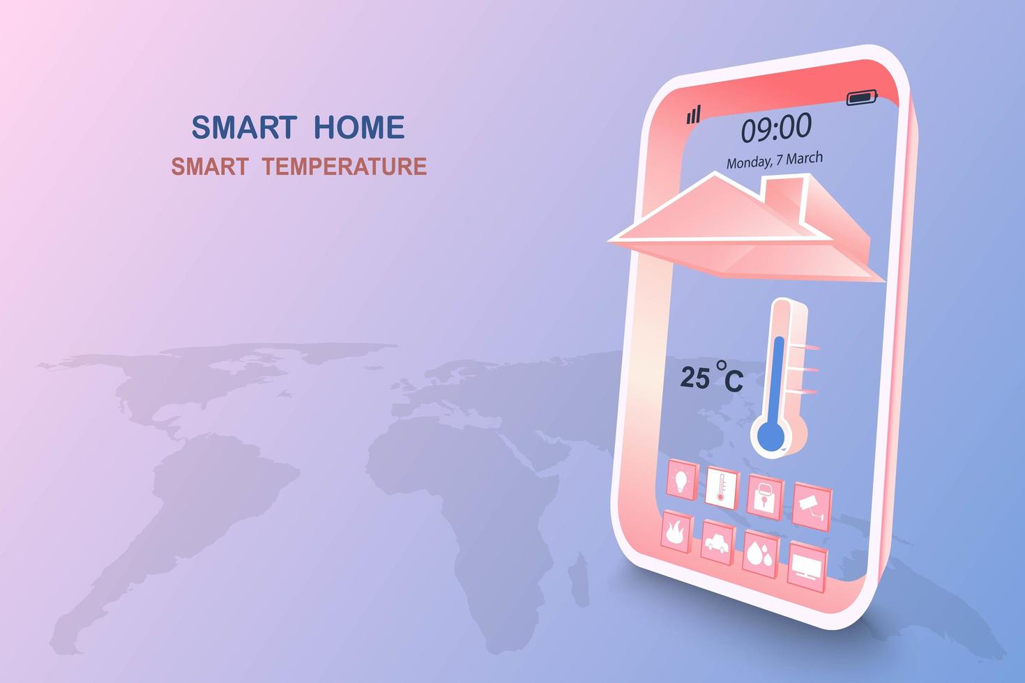 casa inteligente com controle de temperatura vetor
