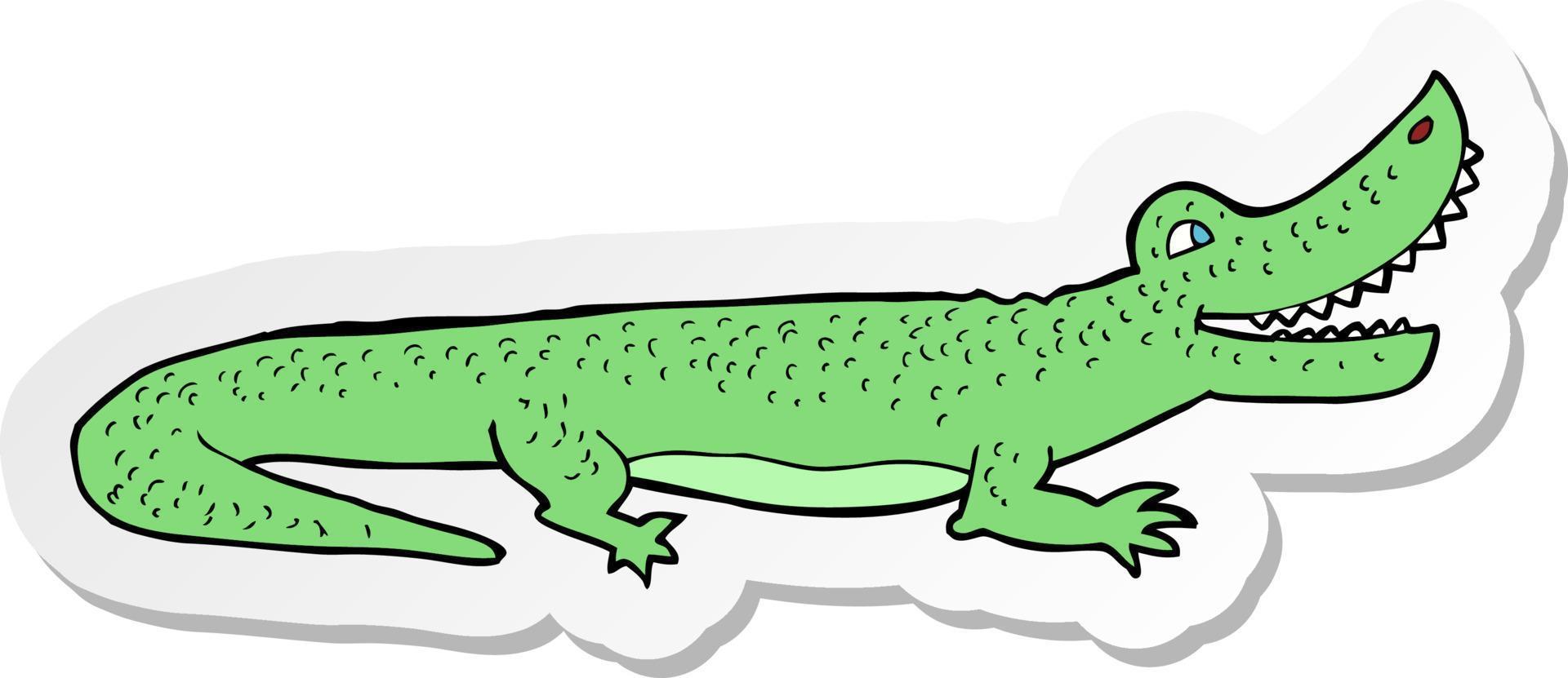 adesivo de um crocodilo feliz de desenho animado vetor