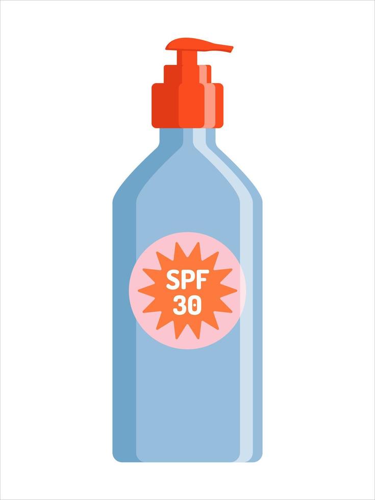 loção de proteção solar com spf. modelo de produto cosmético de cuidados com a pele de verão. vetor