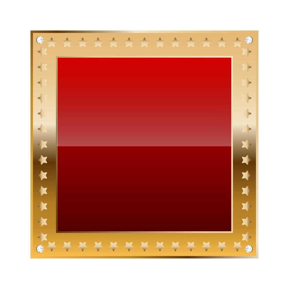 borda quadrada vermelha com moldura dourada e diamantes vetor