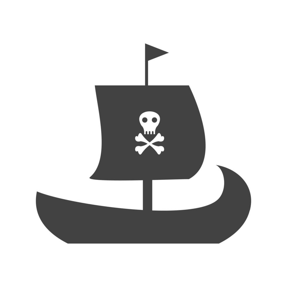 ícone preto de glifo de navio pirata vetor