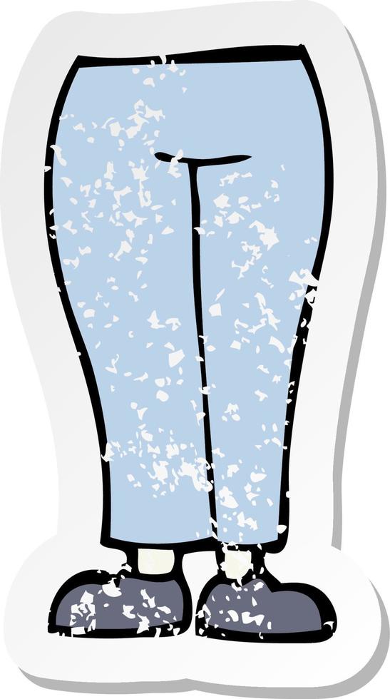 adesivo retrô angustiado de pernas de desenho animado vetor
