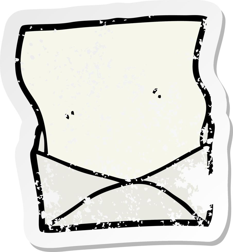 vinheta angustiada de uma carta de desenho animado e envelope vetor