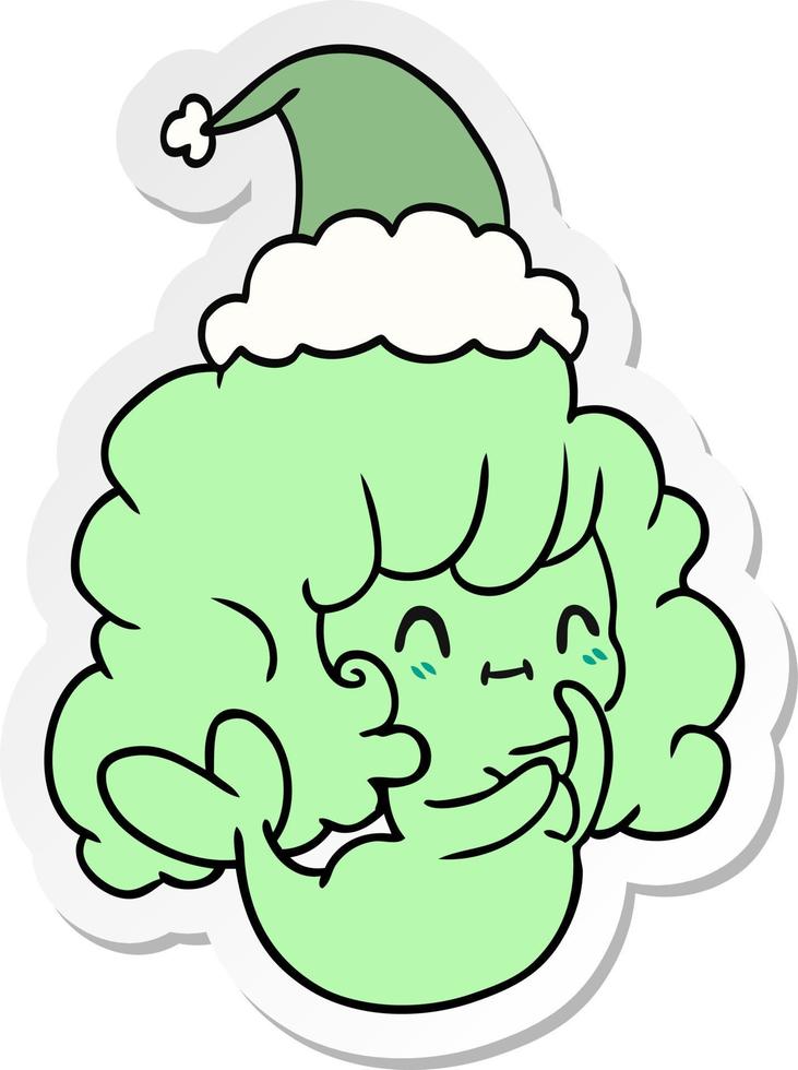 desenho de adesivo de natal de fantasma kawaii vetor