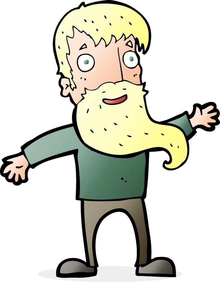 homem dos desenhos animados com barba acenando vetor