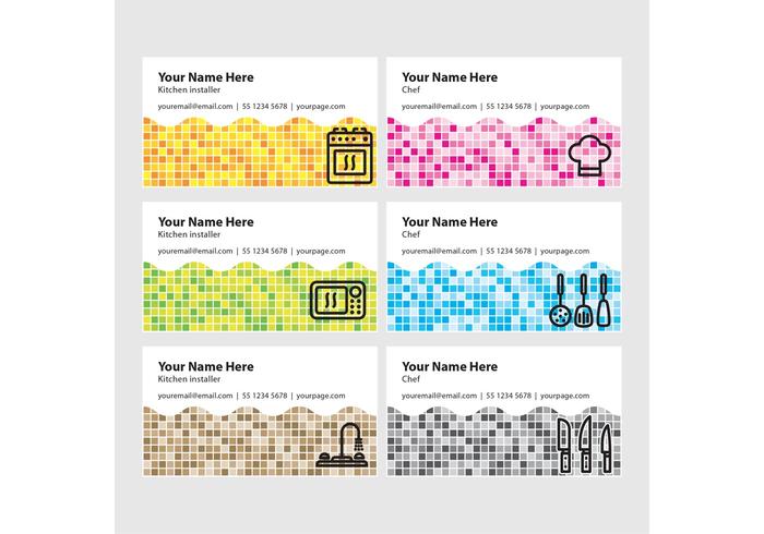Vetores de cartão de visita de cozinha
