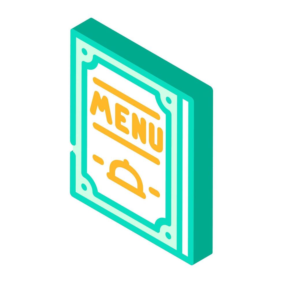 menu restaurante ícone isométrico ilustração vetorial cor vetor