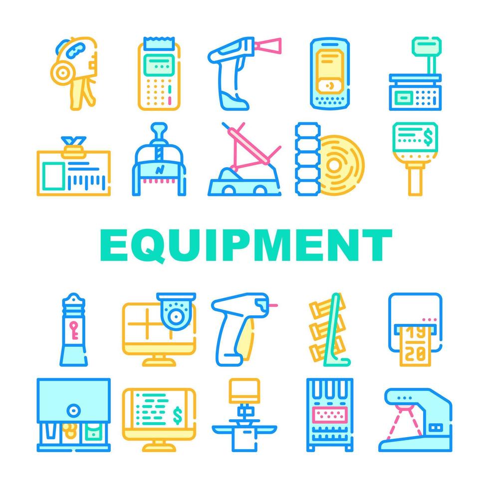 vetor de conjunto de ícones de coleção de dispositivo de equipamento de loja