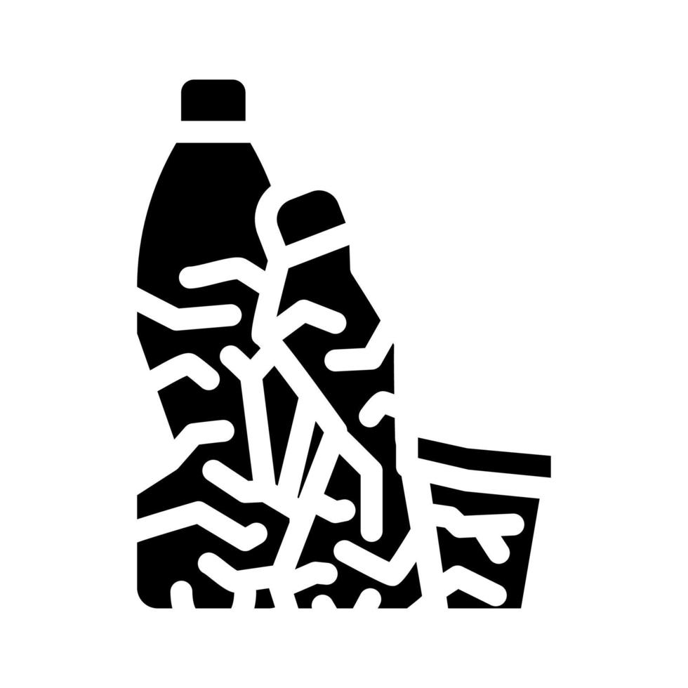 ilustração em vetor ícone glifo de resíduos de plástico