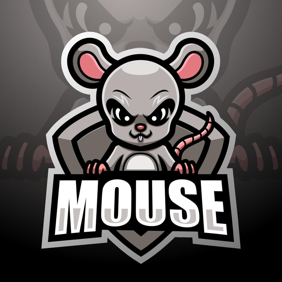 design de logotipo de esport de mascote de rato vetor