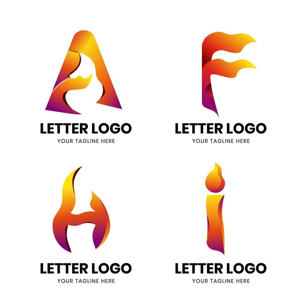 logotipo de carta com estilo de fogo vetor