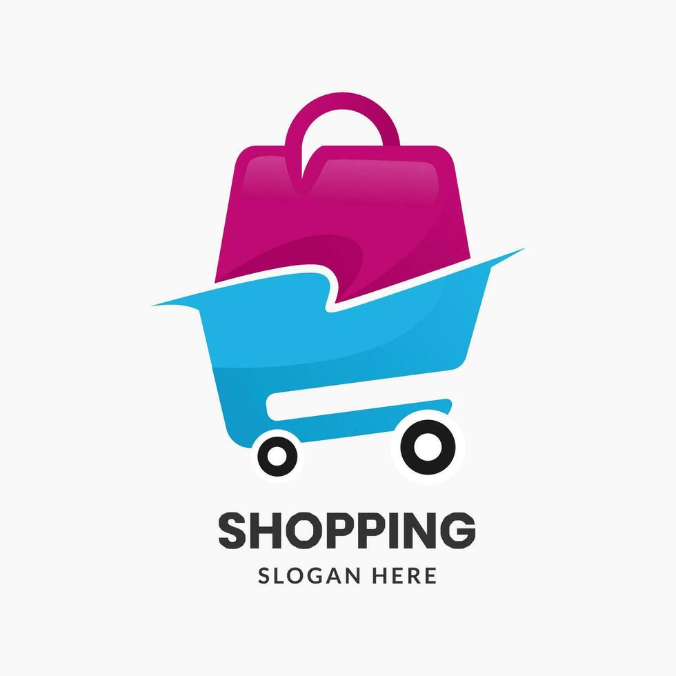 logotipo da sacola de compras. ícone de loja. modelo de símbolo de loja online vetor