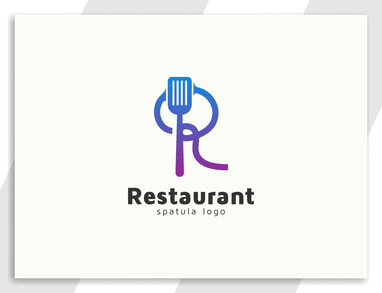 logotipo de restaurante ou comida com o conceito de ilustração de letra r e espátula vetor