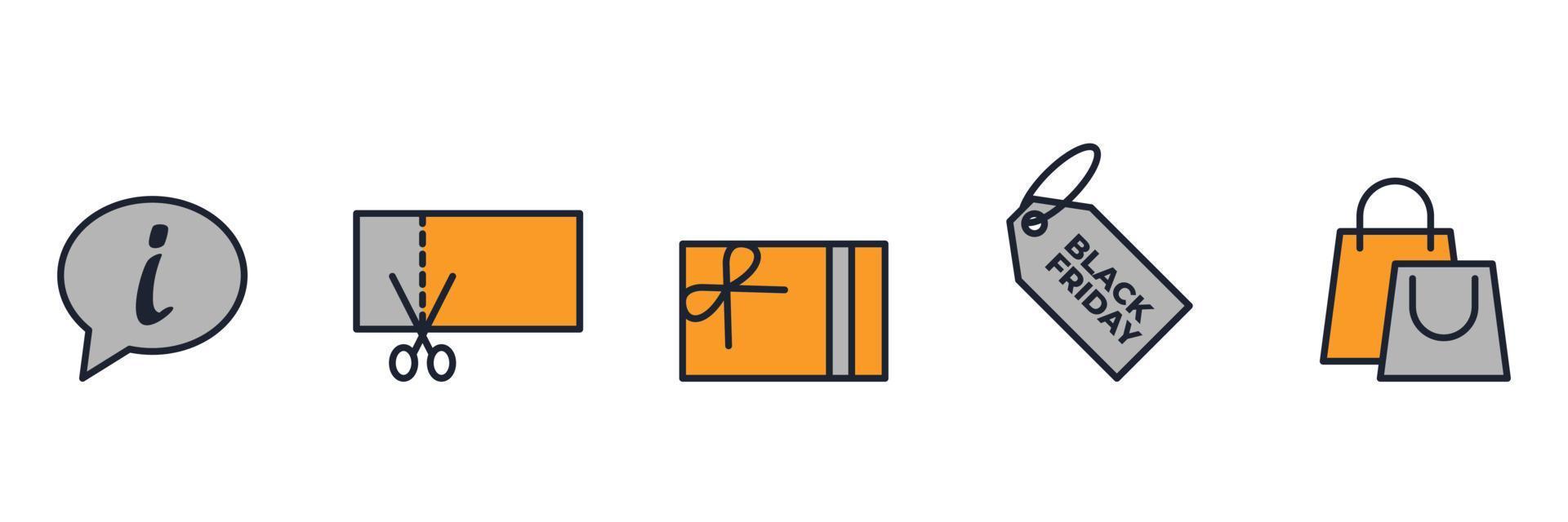 elementos de compras de mercado definir modelo de símbolo de ícone para ilustração em vetor logotipo de coleção de design gráfico e web