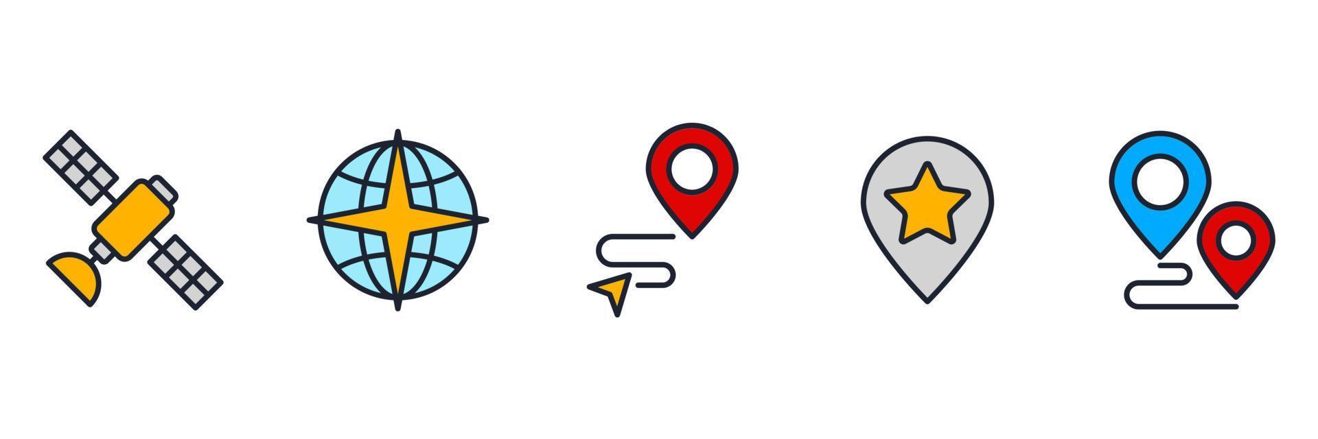 navegação. localização, elementos gps definir modelo de símbolo de ícone para ilustração em vetor logotipo de coleção de design gráfico e web