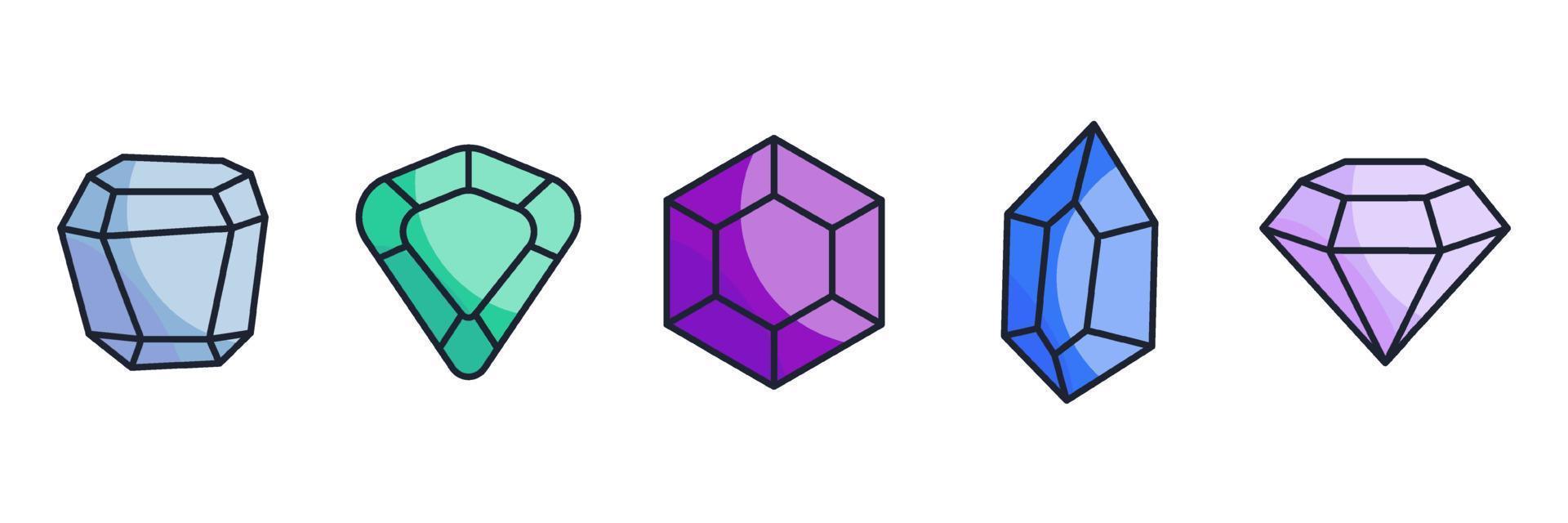 joias de gemas e diamantes definir modelo de símbolo de ícone para ilustração em vetor de logotipo de coleção de design gráfico e web