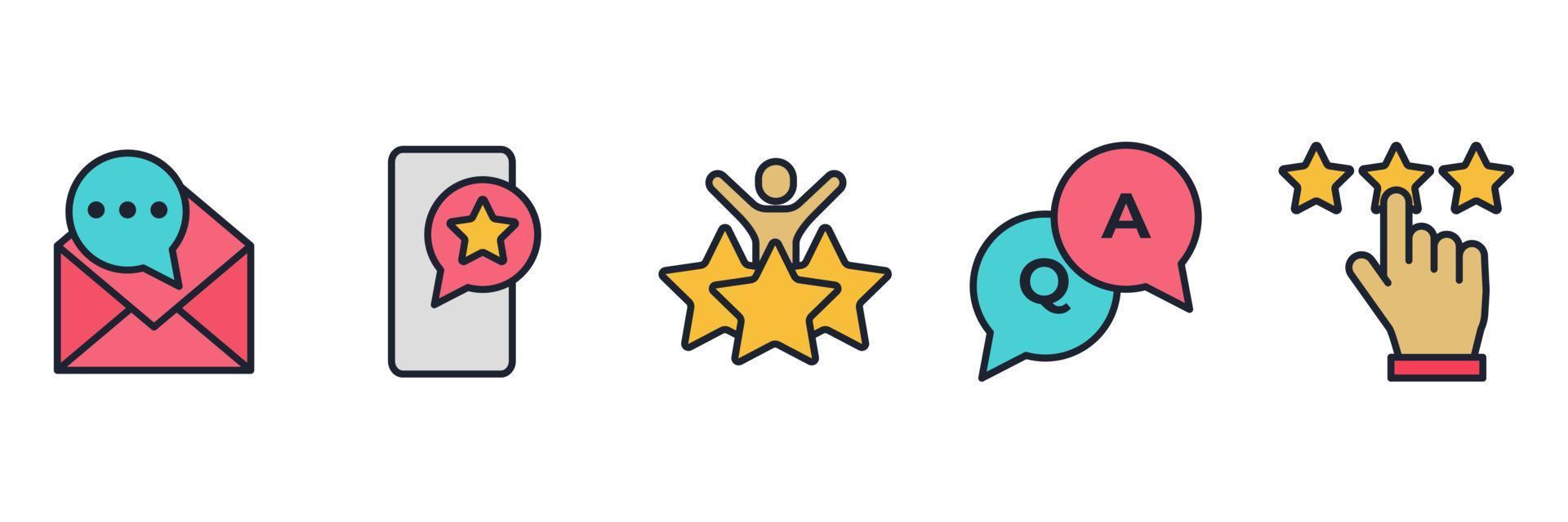 modelo de símbolo de ícone de conjunto de feedback de depoimentos para ilustração em vetor de logotipo de coleção de design gráfico e web