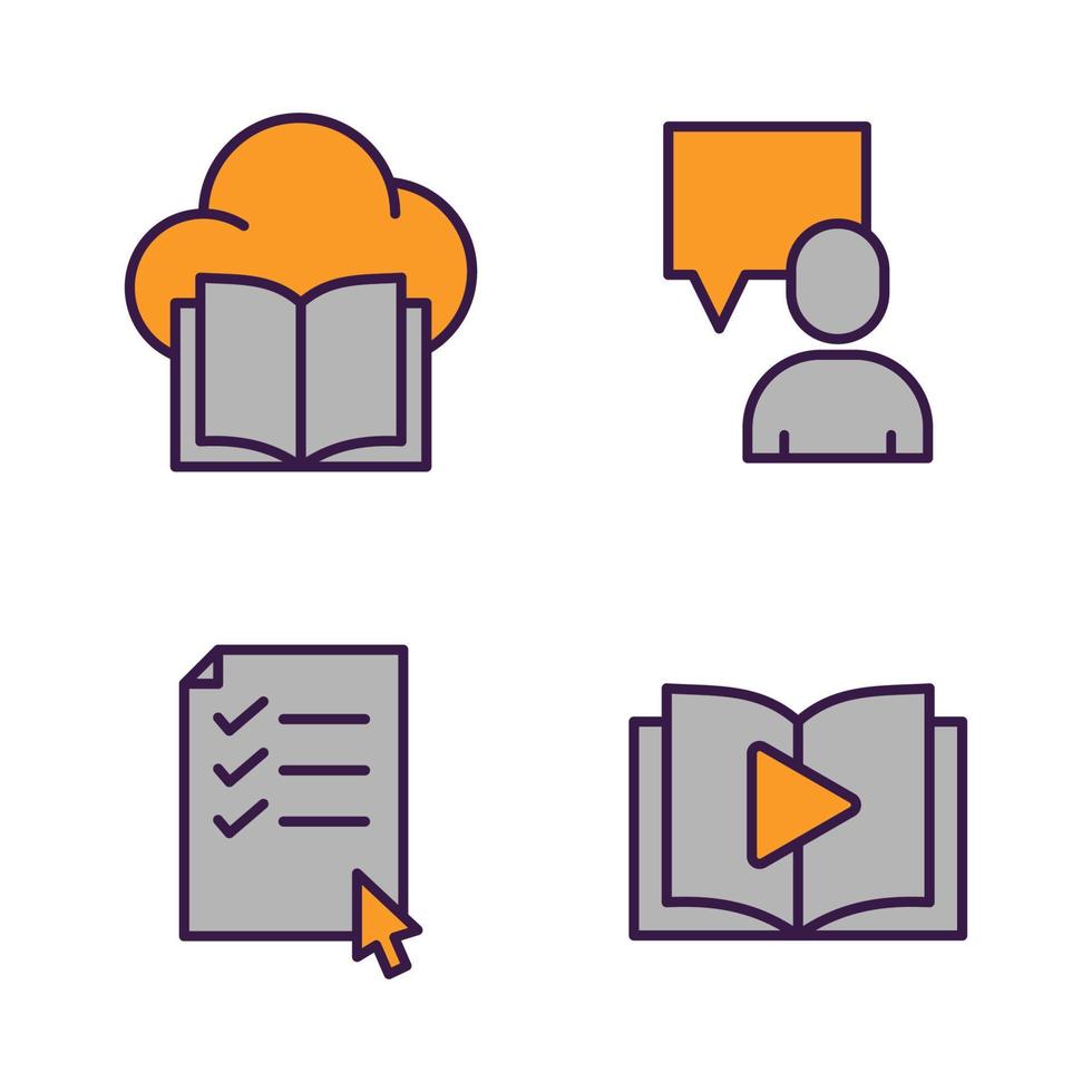 Educação online. modelo de símbolo de ícone de conjunto de e-learning para ilustração em vetor de logotipo de coleção de design gráfico e web
