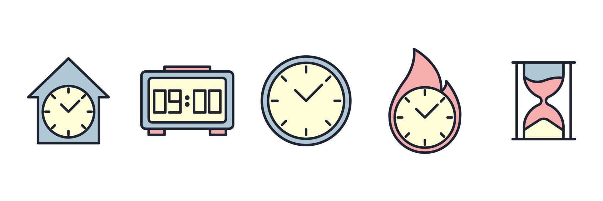 modelo de símbolo de ícone de conjunto de tempo para ilustração em vetor de logotipo de coleção de design gráfico e web