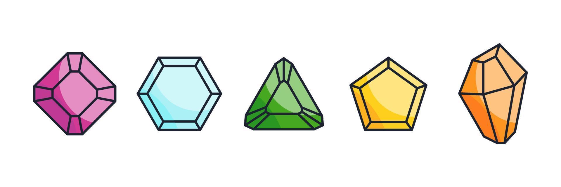 joias de gemas e diamantes definir modelo de símbolo de ícone para ilustração em vetor de logotipo de coleção de design gráfico e web