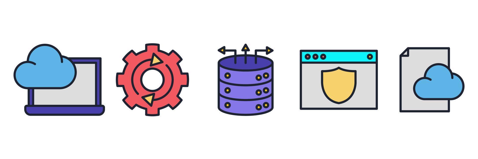 modelo de símbolo de ícone de conjunto de hospedagem para ilustração em vetor de logotipo de coleção de design gráfico e web