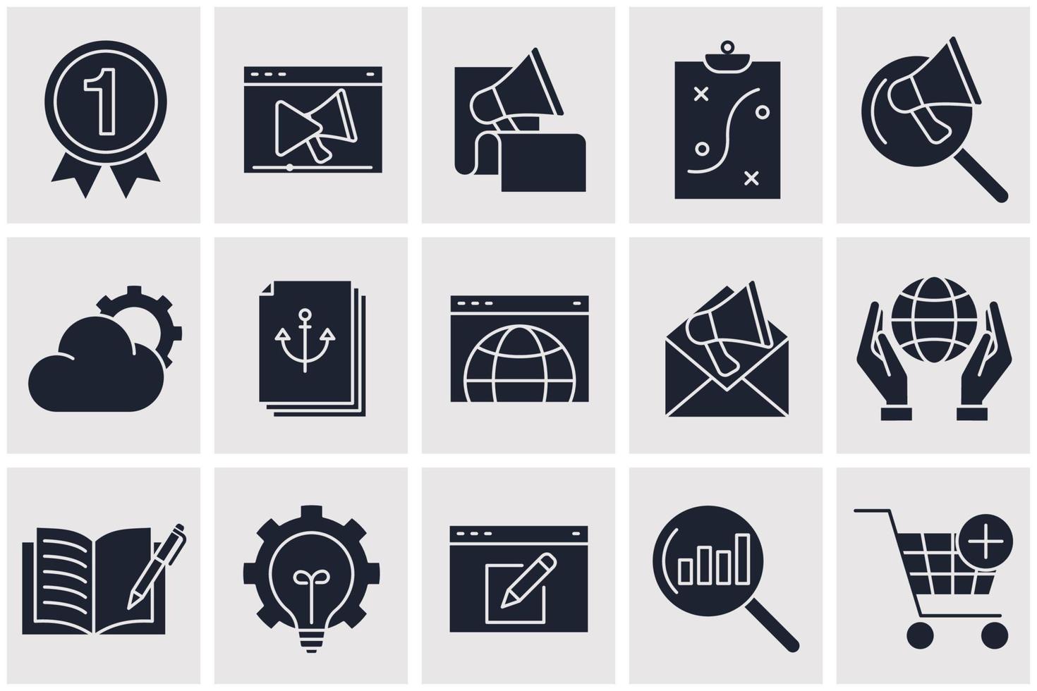modelo de símbolo de ícone de conjunto de marketing on-line digital para ilustração em vetor de logotipo de coleção de design gráfico e web