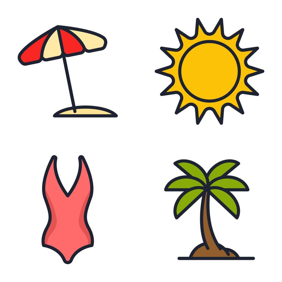 férias de verão definir modelo de símbolo de ícone para ilustração em vetor de logotipo de coleção de design gráfico e web