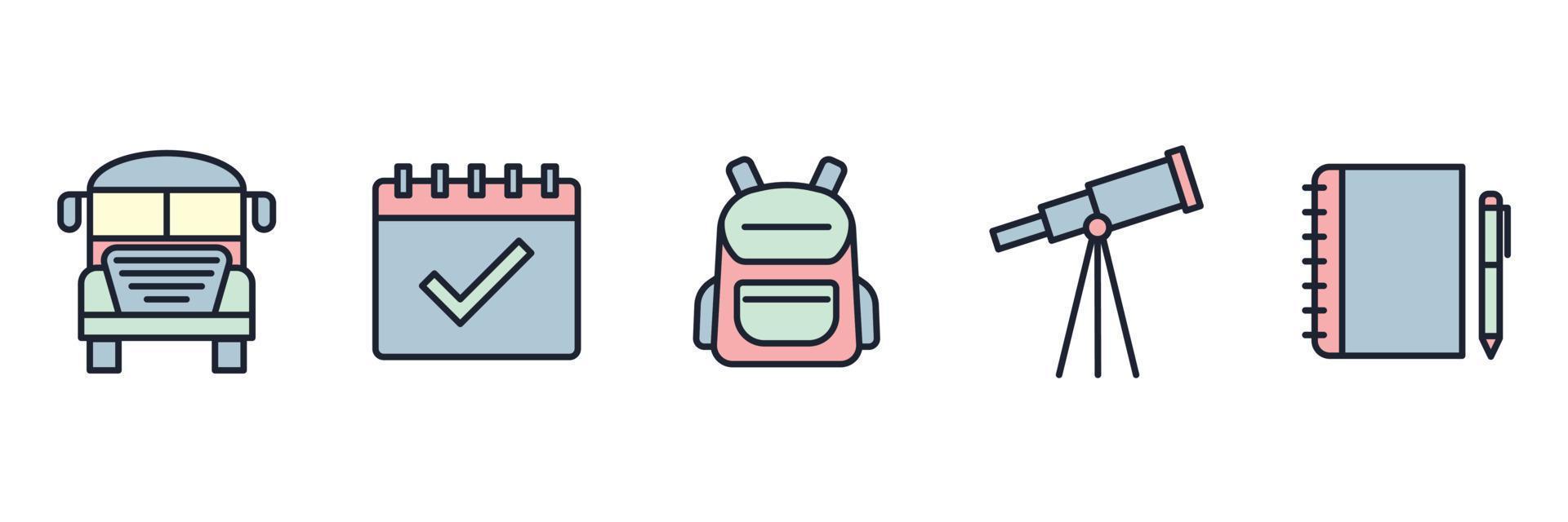 acadêmico. modelo de símbolo de ícone de conjunto de escola e educação para ilustração em vetor de logotipo de coleção de design gráfico e web