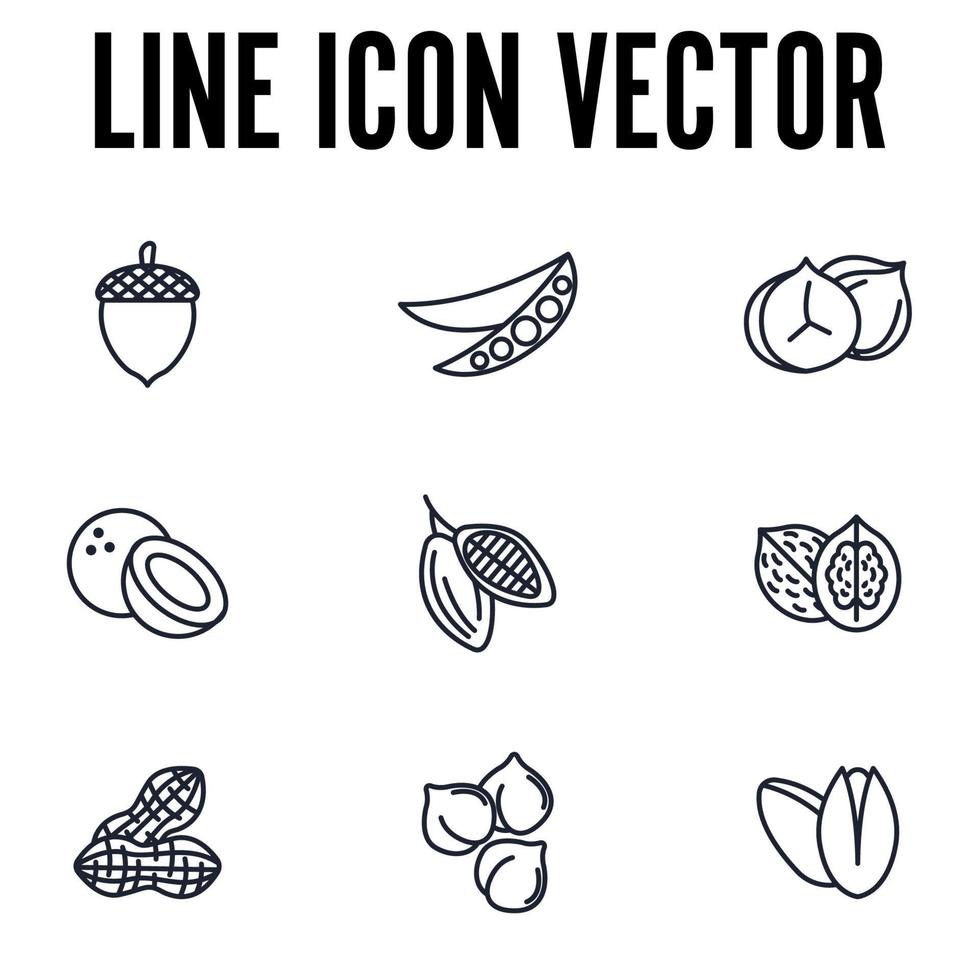 elementos de nozes, sementes e feijão conjunto modelo de símbolo de ícone para ilustração em vetor logotipo de coleção de design gráfico e web