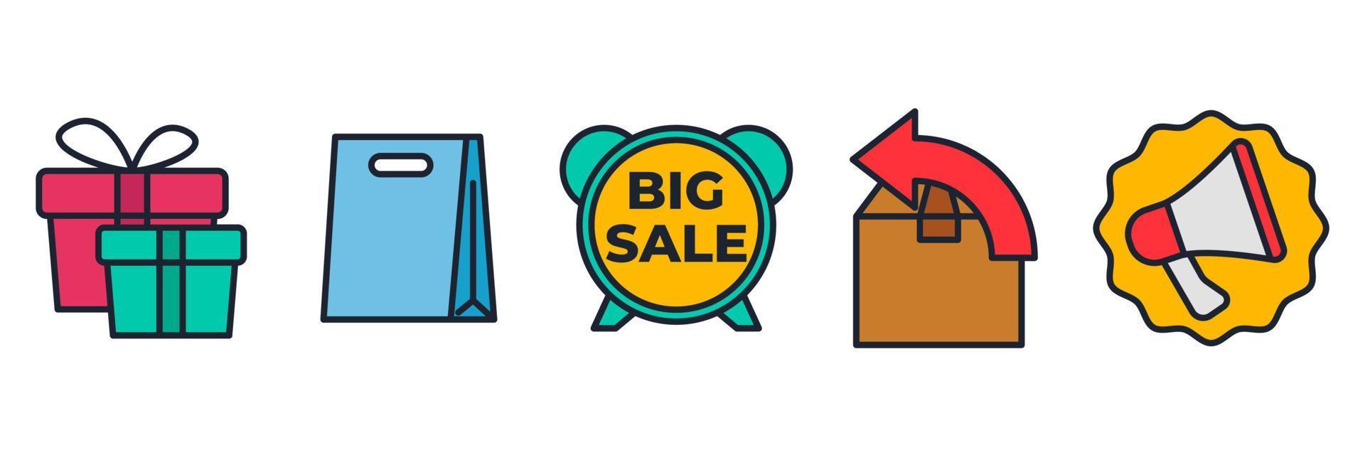 modelo de símbolo de ícone de conjunto de grande venda de sexta-feira negra para ilustração em vetor de logotipo de coleção de design gráfico e web