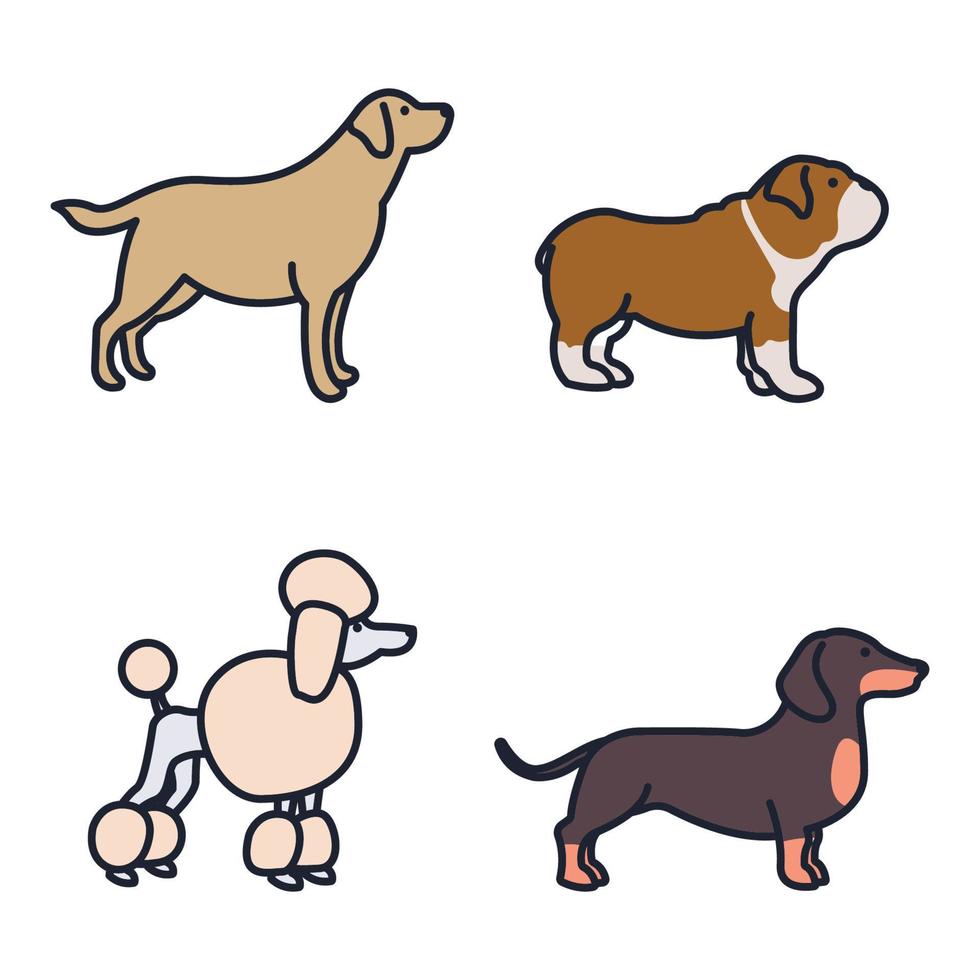 cães definem modelo de símbolo de ícone para ilustração em vetor de logotipo de coleção de design gráfico e web