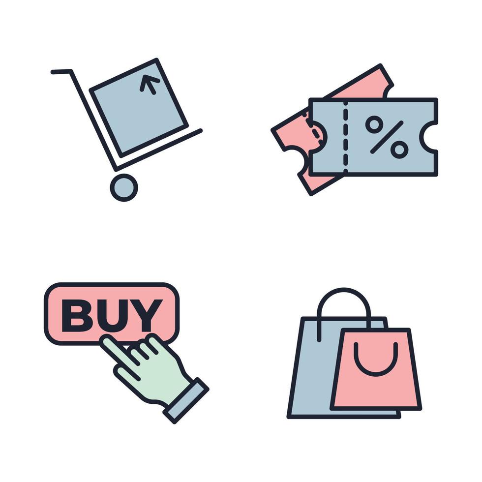e-commerce, modelo de símbolo de ícone de conjunto de compras on-line para ilustração em vetor de logotipo de coleção de design gráfico e web