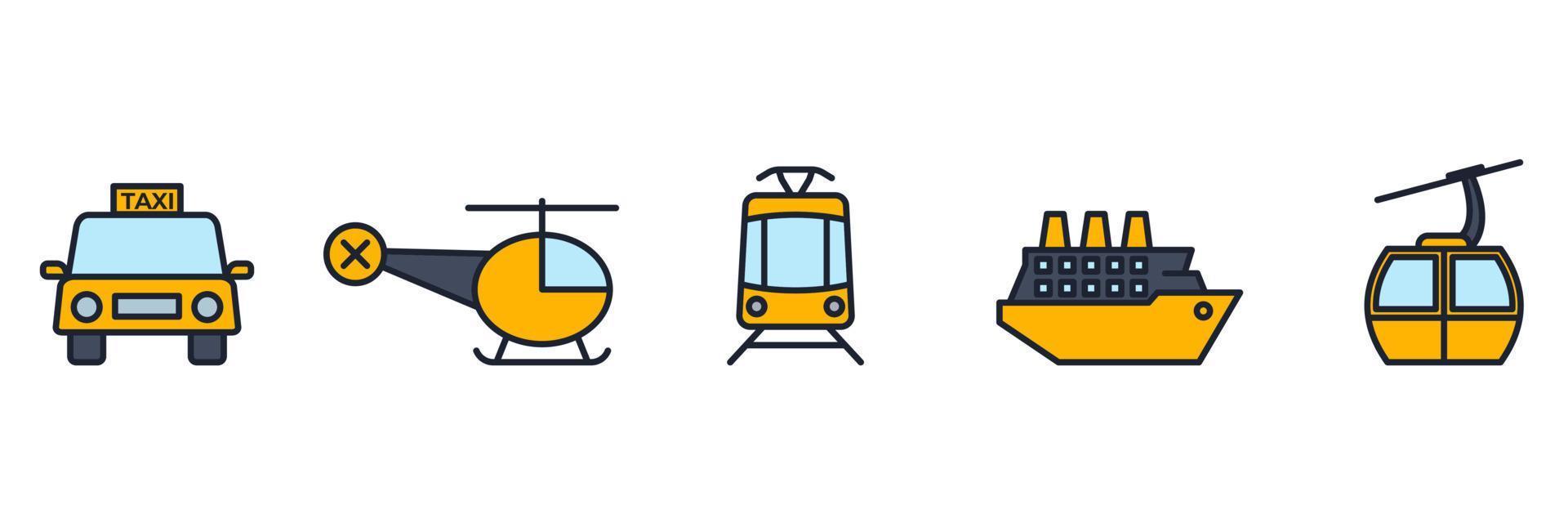 transporte, máquinas pesadas definir modelo de símbolo de ícone para ilustração em vetor de logotipo de coleção de design gráfico e web