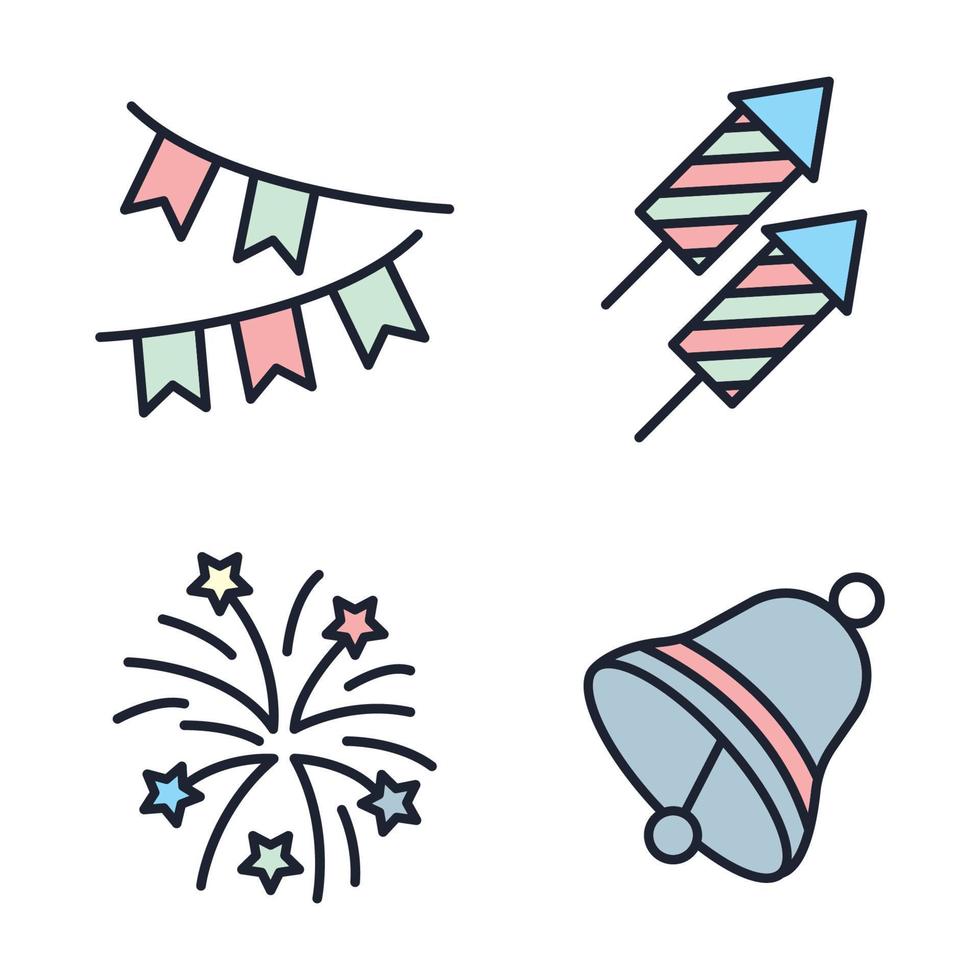 elementos de festa definir modelo de símbolo de ícone para ilustração em vetor logotipo de coleção de design gráfico e web