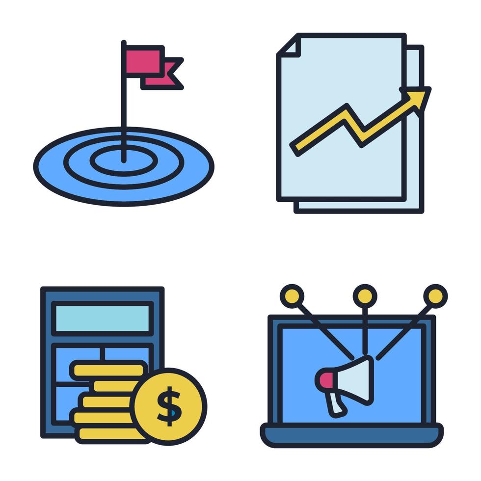 negócios, marketing digital definir modelo de símbolo de ícone para ilustração em vetor logotipo de coleção de design gráfico e web
