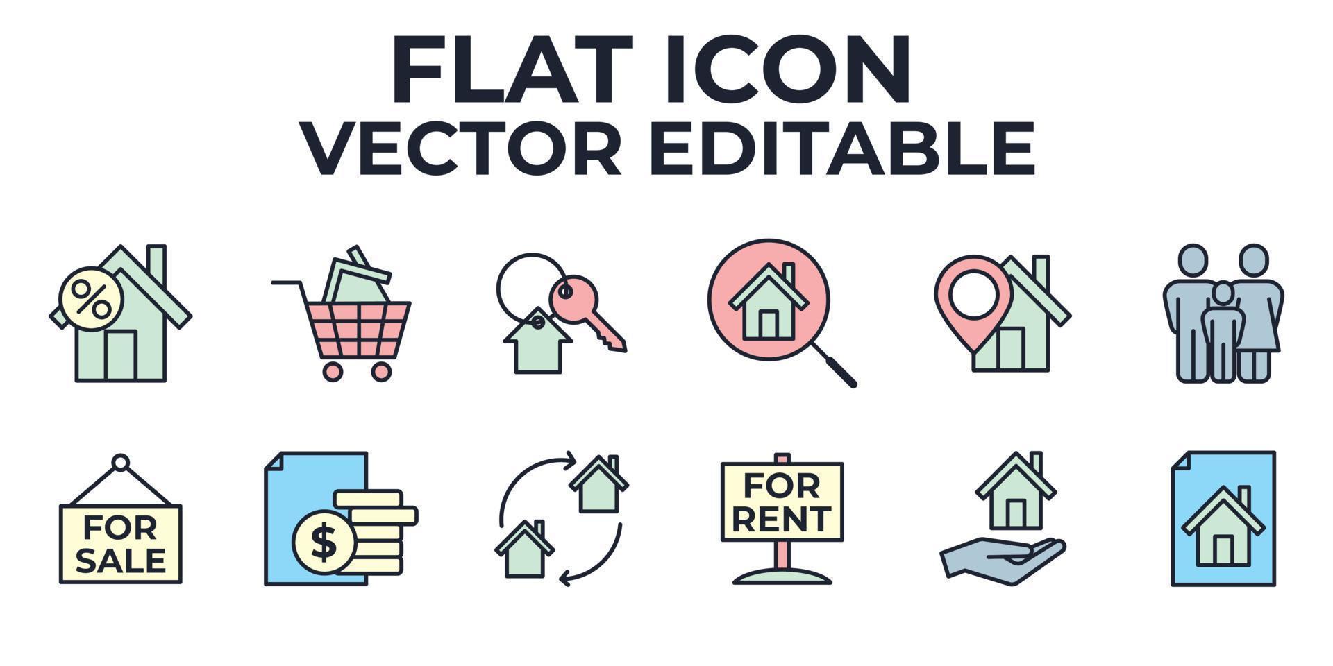 elementos imobiliários definir modelo de símbolo de ícone para ilustração em vetor logotipo de coleção de design gráfico e web