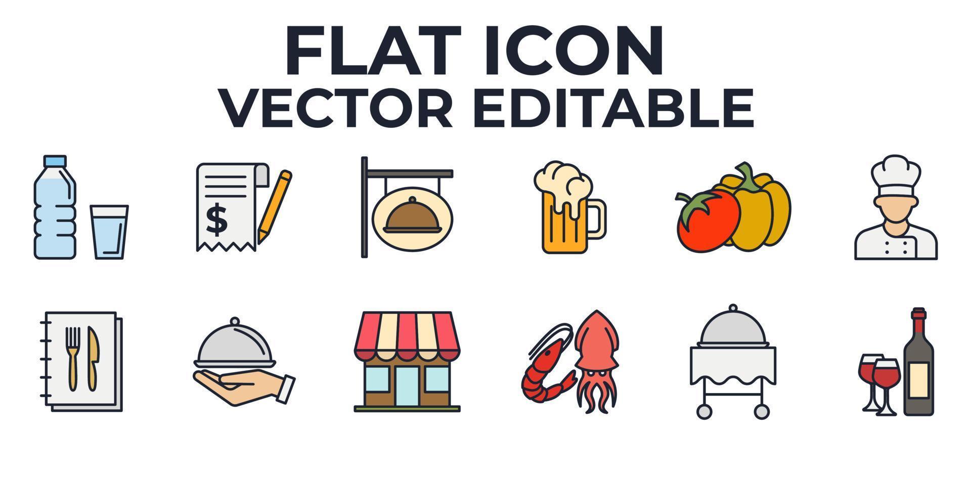 restaurante definir modelo de símbolo de ícone para ilustração em vetor de logotipo de coleção de design gráfico e web