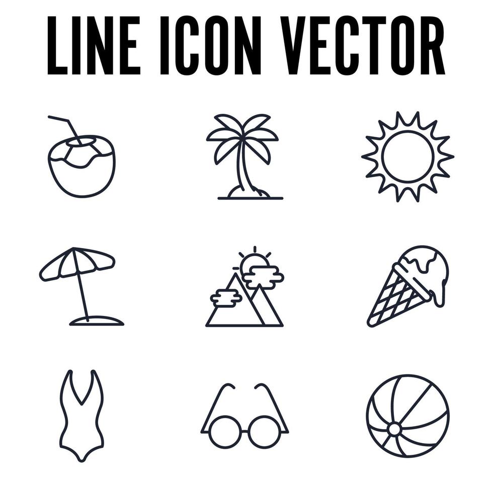 férias de verão definir modelo de símbolo de ícone para ilustração em vetor de logotipo de coleção de design gráfico e web