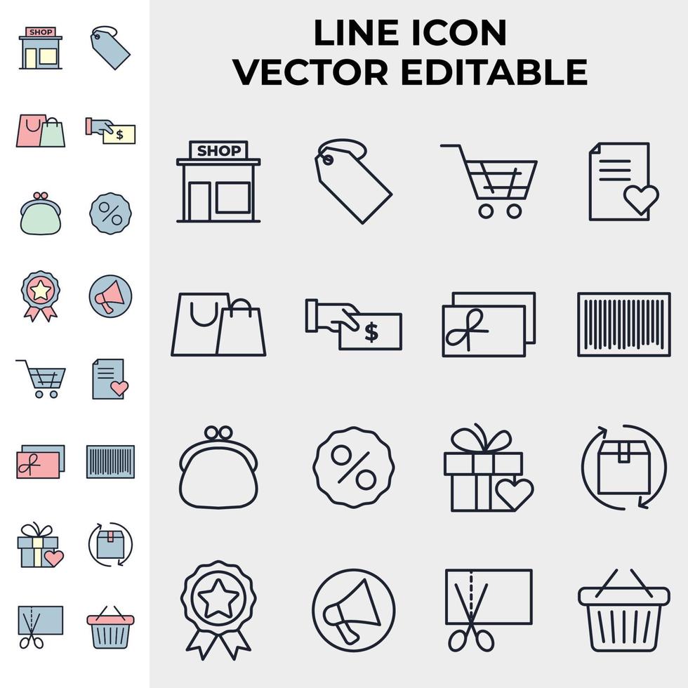shopping centers, modelo de símbolo de ícone de conjunto de varejo para ilustração em vetor de logotipo de coleção de design gráfico e web