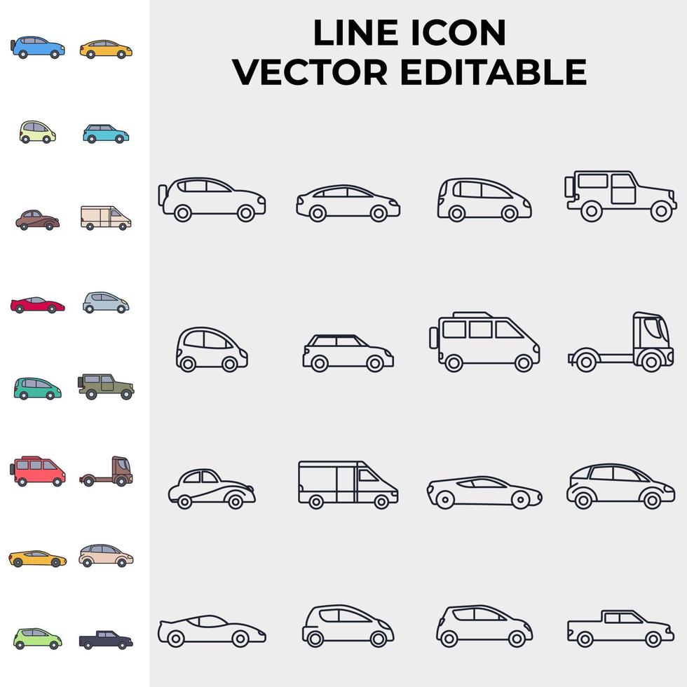 modelo de símbolo de ícone de conjunto de transporte de carro para ilustração em vetor logotipo de coleção de design gráfico e web