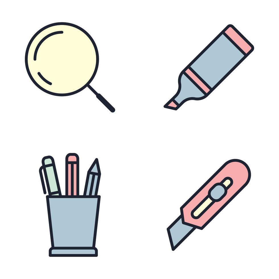 elementos de papelaria de escritório definir modelo de símbolo de ícone para ilustração em vetor de logotipo de coleção de design gráfico e web