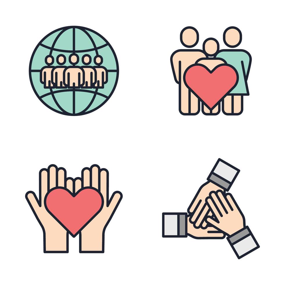 modelo de símbolo de ícone de conjunto de caridade para ilustração em vetor de logotipo de coleção de design gráfico e web