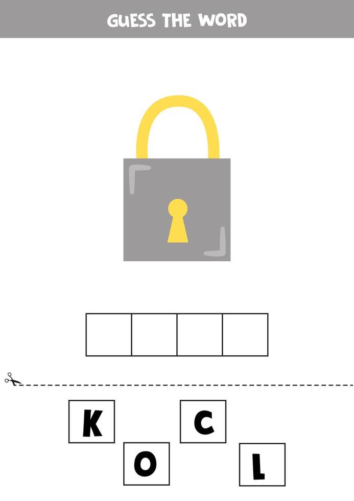 jogo de ortografia para crianças pré-escolares. fechadura de ferro. vetor