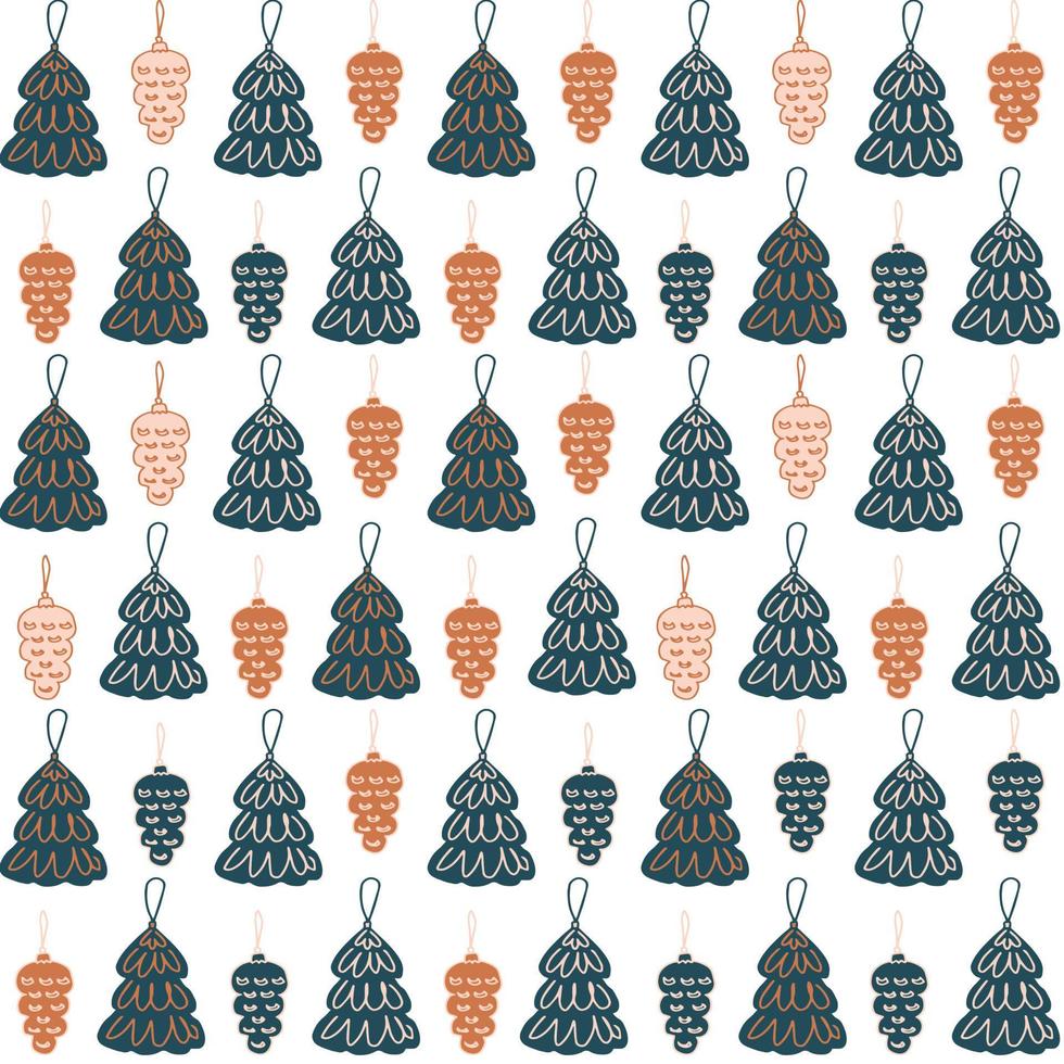 fundo de natal decorações de árvore de natal e cones vetor padrão sem emenda